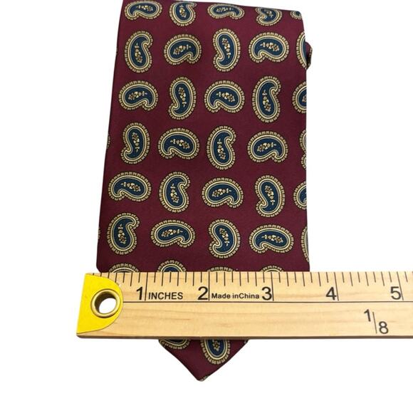 Gant Tie Paisley Patterned - Red and Gold 100% Silk - Picture 3 of 6